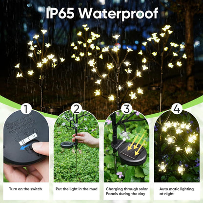 Solar Garden Lights Outdoor,Waterproof Outdoor Solar Lights for Outside Decorative 6Pack, 120Led Solar Flowers Garden Decor, for Yard Pathway,Lawn,Patio Fairy Decorations Gardening Gifts