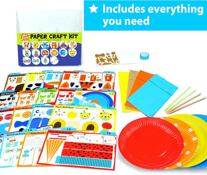 KRAFUN My First Safari Animal Paper Craft Kit, 16 DIY Arts and Crafts Zoo Animal, Organized Craft Activities Supplies Box Assembling Creative Toys for Toddlers, Boys, Girls 3-8 Years Old