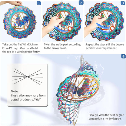 Rooster Wind Spinner for Yard and Garden,12in Wind Spinners Outdoor Rooster Gifts,Chicken Gifts for Women Mother Grandma Wife Men Father,Garden Decor Metal Hanging Yard Art Wind Sculpture
