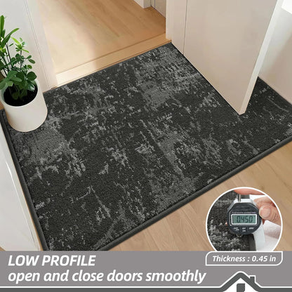 BEQHAUSE Dirt Trapper Door Mat 20"x32" Non-Slip Door Mats Washable Entryway Rugs Stain Resistant Doormat Absorbent Welcome Floor Mat for Front Back Door, Muddy Wet Shoes & Paws,Dark Grey