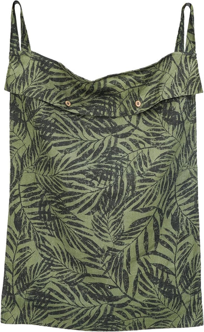 Linen Hanging Laundry Bag, 100% Linen Leaf Print Over The Door Laundry Hamper with Buttons and Zipper, Space Saving Door Hampers for Laundry Dirty Clothes Home Travel, Green, 19.7x27.5inches