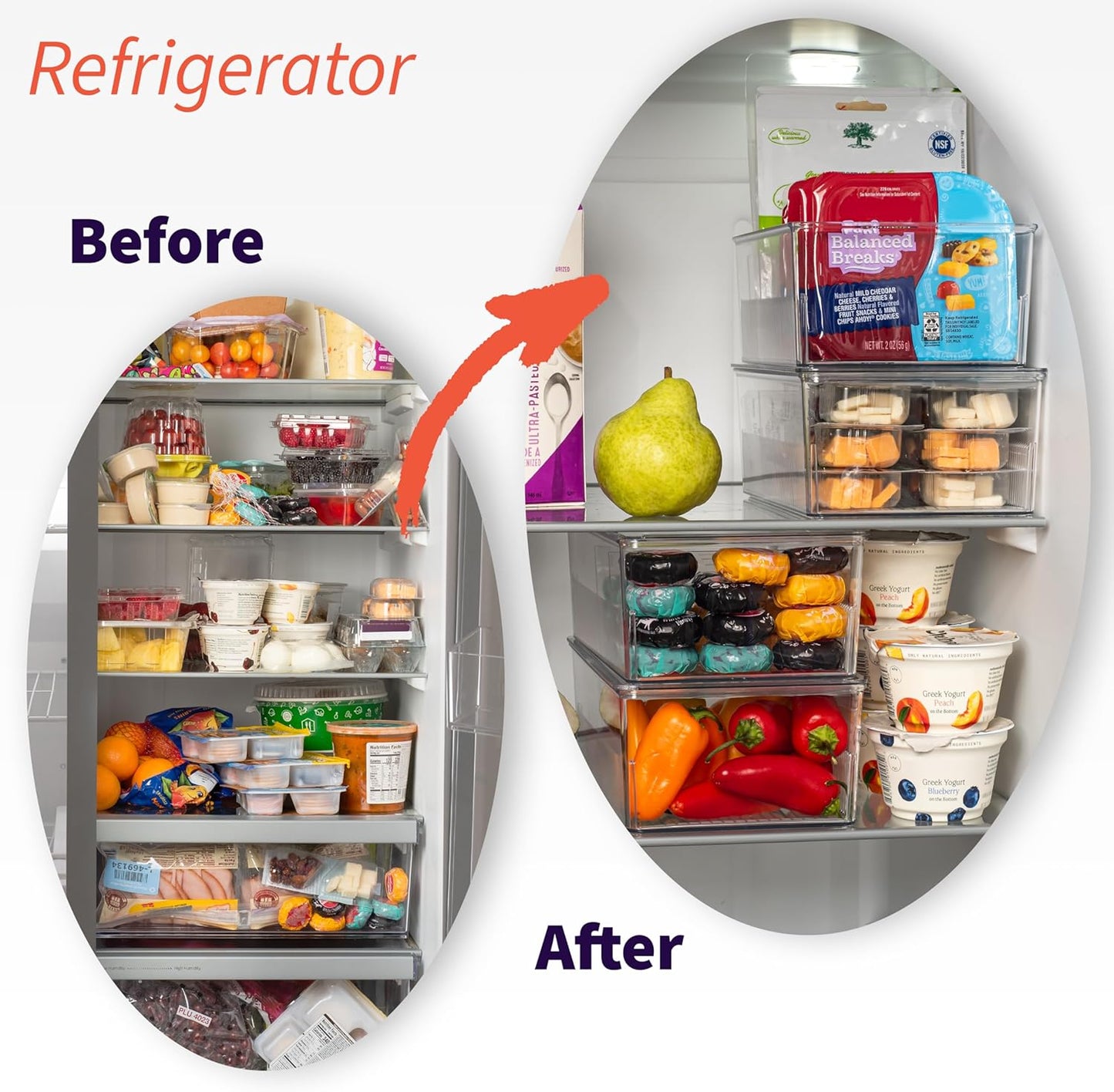 ClearSpace Pantry Organization and Storage Bins with Removable Dividers & Lids – Perfect Pantry Organizers or Kitchen Organization – Refrigerator Organizer Bins, Cabinet Organizers, 4 Pack