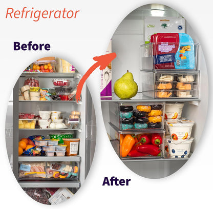 ClearSpace Pantry Organization and Storage Bins with Removable Dividers & Lids – Perfect Pantry Organizers or Kitchen Organization – Refrigerator Organizer Bins, Cabinet Organizers, 4 Pack