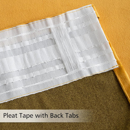 MIULEE Velvet Curtains 90 inches 2 Panels - Pinch Pleat Luxury Room Darkening Curtains for Bedroom Living Room Thermal Insulated Super Soft Fall Window Drapes Rod Pocket Pinch Pleated, Mustard Yellow