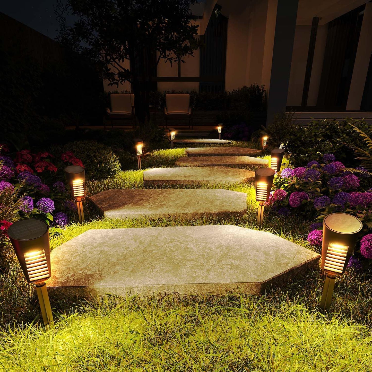 Solar Lights Outdoor Pathway 12 Pack, Solar Pathway Lights Outdoor Auto On/Off Waterproof Garden Landscape Lighting for Path, Yard, Walkway, Driveway, Lawn, Patio, Outside Decor, Warm White