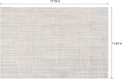 Placemats Set of 6 Washable Indoor/Outdoor Vinyl Place Mats for Dining Table Durable Non-Slip Heat Resistant PVC Weave Table Mats（Beige）