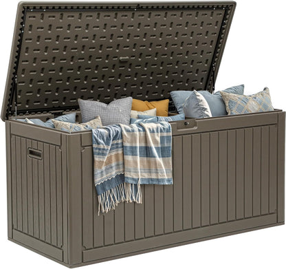 YITAHOME 260 Gallon Double-Wall Deck Box with Divider & Side Handles, Outdoor Large Storage for Patio Furniture Cushions, Garden Pool Accessories, Water Resistant & Lockable