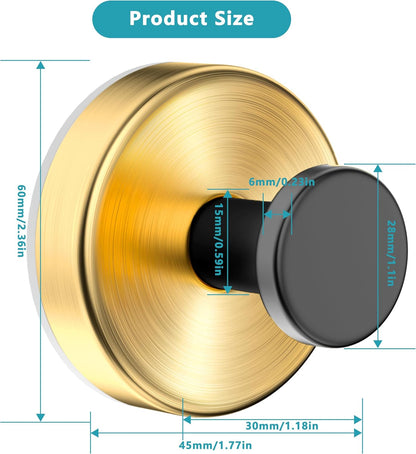 Suction Cup Hooks for Shower,Wreath Hanger for Front Door,Removable No Drill Towel Loofah Hooks,Upgraded 15 lbs Strong Suction for Bathroom,Wall,Glass,Stainless Waterproof-Black Gold 4 Pcs