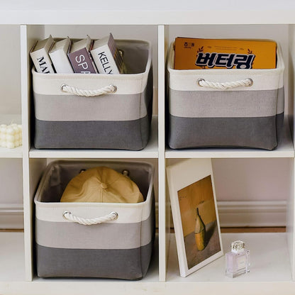 TcaFmac Storage Basket for Organizing - Large 4 Pack 16x12x8 inch Fabric Storage Bins for Shelves, Collapsible Storage Cubes for Closet Cloth Toy Gift Kids (Gradient Gray)