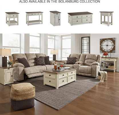 Signature Design by Ashley Bolanburg Farmhouse Lift Top Coffee Table with Drawers, Antique Cream & Brown