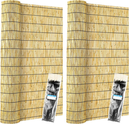 ZNCMRR Reed Fencing Rolls Natural Bamboo Fence Rolls 2 Pcs 4 Feet High Privacy Fence for Balcony Patio Garden Backyard Outdoor 4FT X 16.4FT（Yellow）