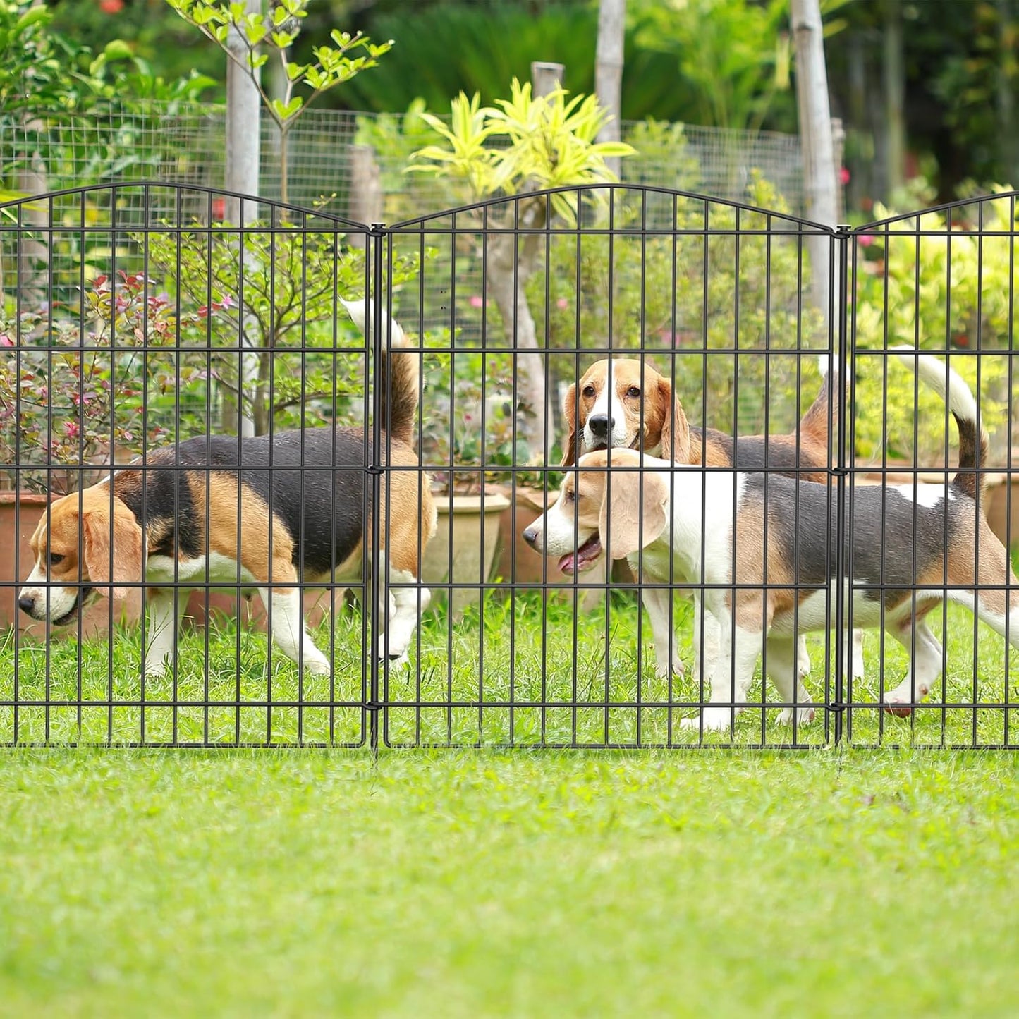 INJOPEXI Decorative Garden Fence 12 Panels 23.6ft (L)×30in (H) Garden Fences with 12 Panels Rustproof Metal Wire No Dig Animal Barrier Fencing Rabbit Dog Fence for Yard Patio Outdoor - Without Gate