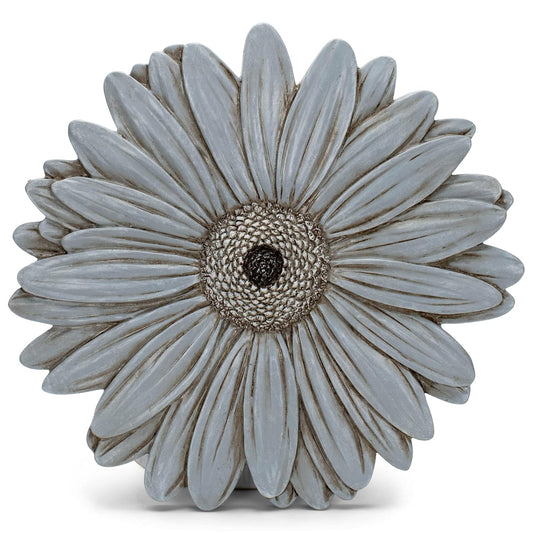 NAT & Jules Gerbera Daisy Flower Shaped Dimensional Indoor Outdoor 12 inch Cast Resin Decorative Garden Stepping Stone, Patio, Walkway Sculpture Yard Art, Stone Grey