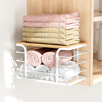 3 Pack Stackable Pantry Organizer,Stainless Steel Trash Bag Holder Dispenser,Kitchen Storage Organization for Kitchen Counter Sink,Laundry Room,Pantry, White