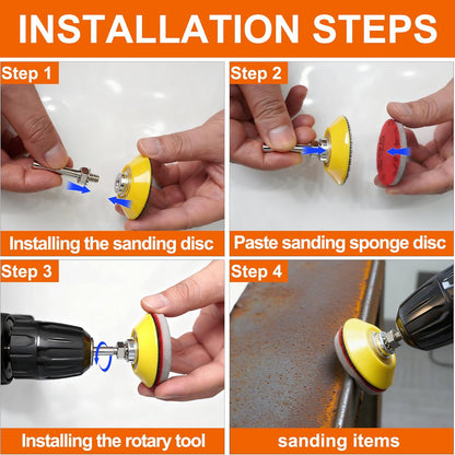 64 PCS 2 Inch Sanding Disc Pad,Hook and Loop Sanding Pads 180 to 3000 Wet Dry Sponge Sandpaper with 1/4” Shank for Drill Sanding Grinder Rotary Tools Curved Surface Polishing and Sanding