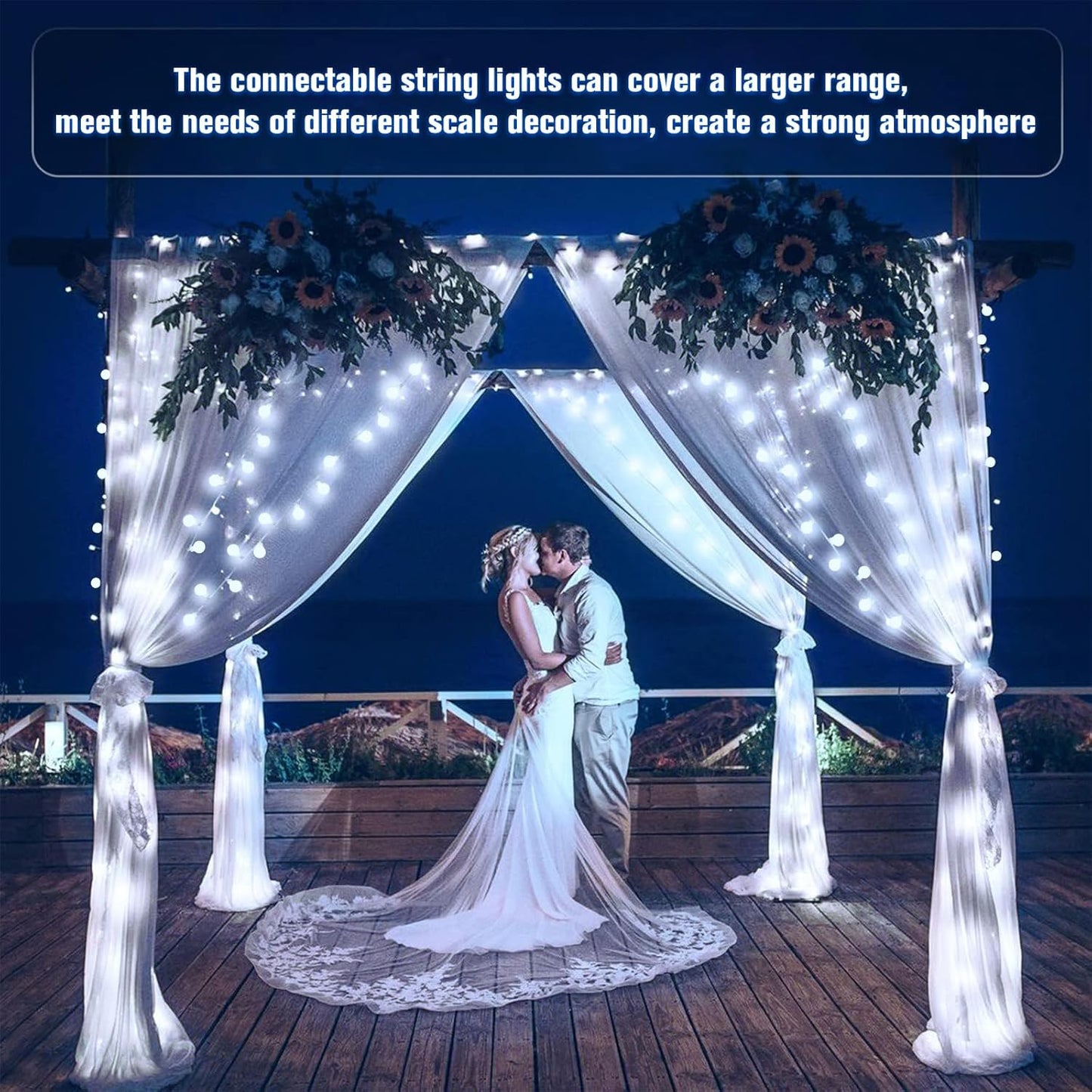 JMEXSUSS 100ft Globe String Lights Indoor Outdoor Waterproof, 200 LED White Christmas Fairy Lights Plug in with Remote, Connectable Hanging Lights for Bedroom Tent Camping Patio Wedding Garden Decor