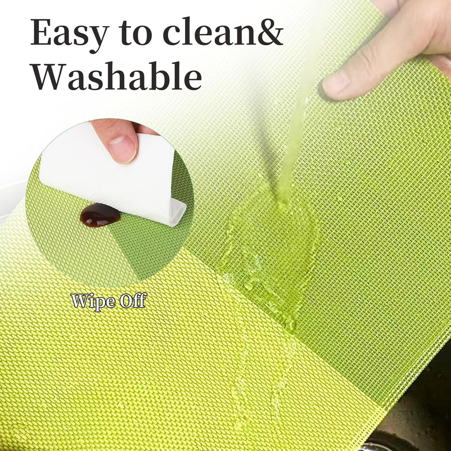 Vinyl Plastic Placemats Set of 6 Washable Heat Resistant Non-Slip Elegant Indoor Outdoor Kitchen Dining PVC Woven Table Place Mats (Matcha Green Lattice Block)