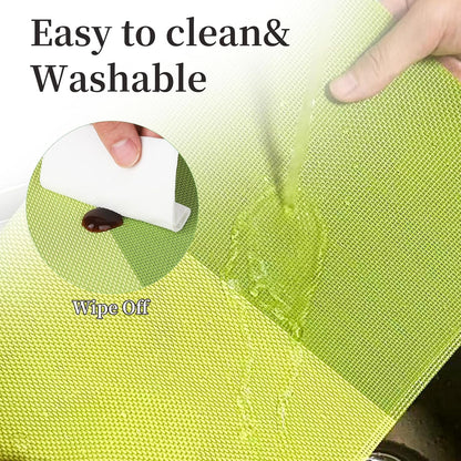 Vinyl Plastic Placemats Set of 6 Washable Heat Resistant Non-Slip Elegant Indoor Outdoor Kitchen Dining PVC Woven Table Place Mats (Matcha Green Lattice Block)