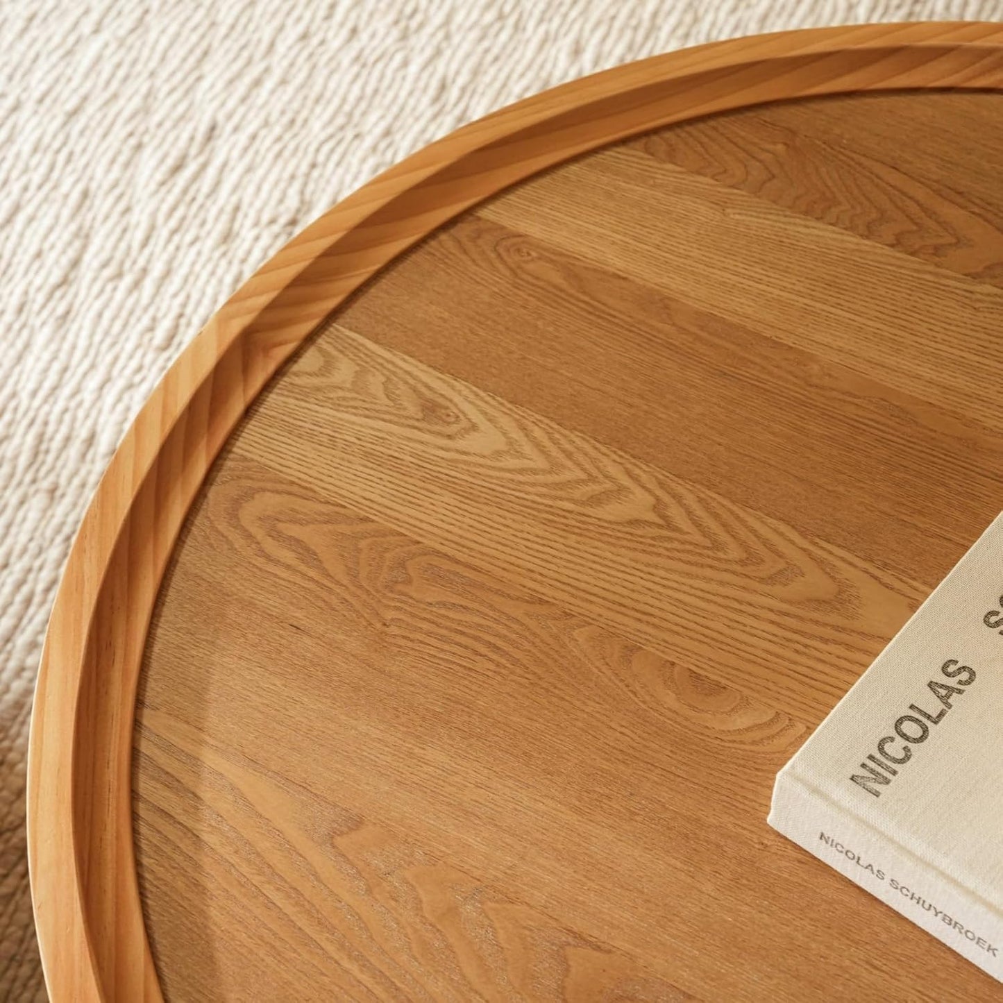 Round Nesting Coffee Table Set of 2,31.5" Large & 18" Small Low Tables with Wood Look Top,Space-Saving Side Tables for Living Room,Bedroom,Office,Minimalist Center Table Set (Brown, L+S)