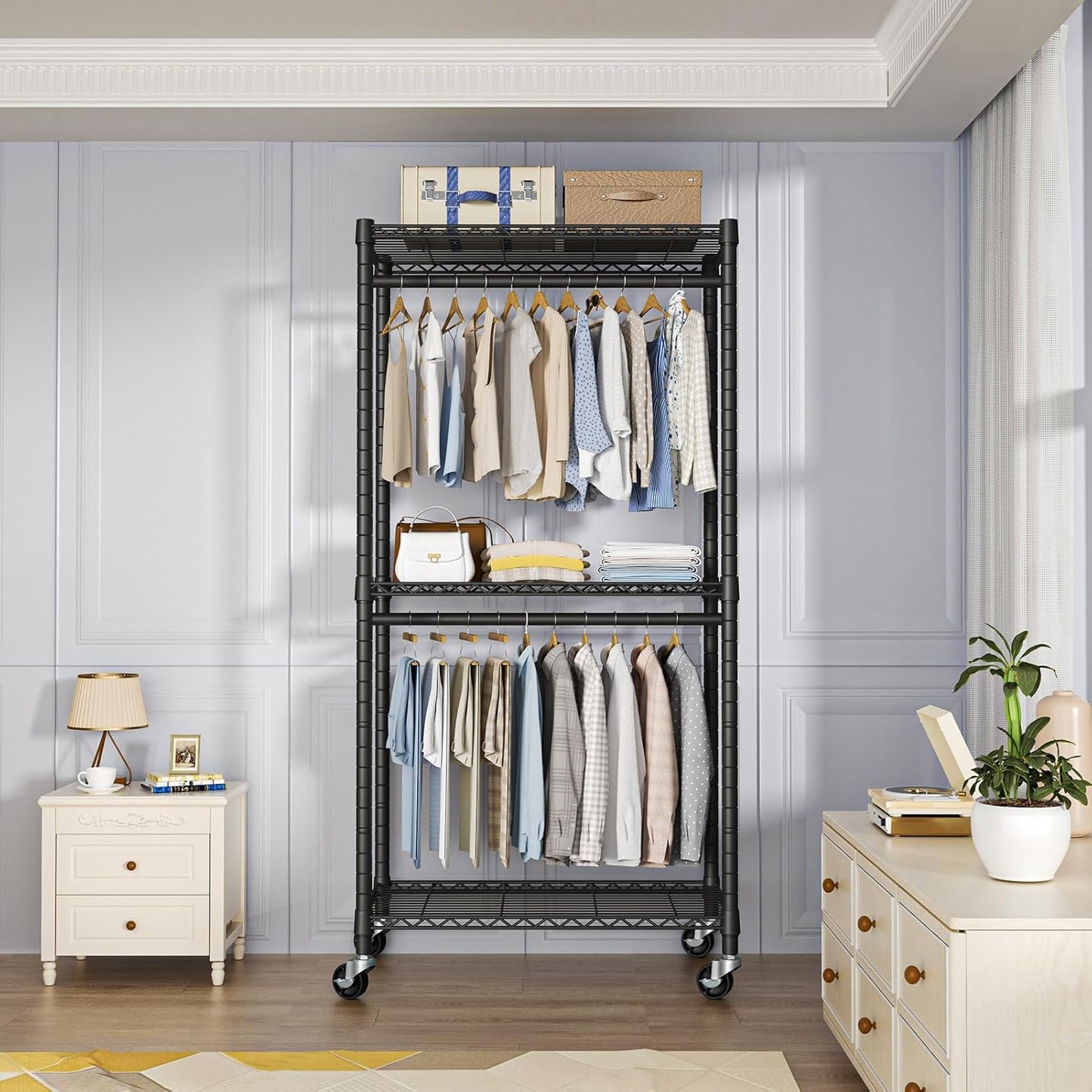 FUTASSI Heavy-Duty Portable Closet, 30"W x 14"D x 76"H, Black, Carbon Steel