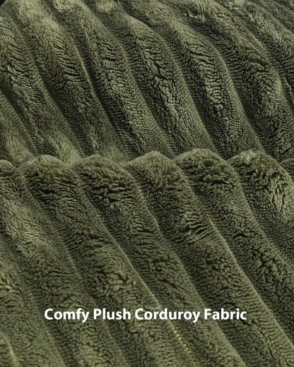 Txtin's Comfy Accent Chair Reading Chair for Bedroom Cozy Wing Arm Living Room Single Sofa Chair with Angle Adjustable Arms Green Corduroy Easy Assembly