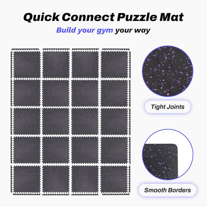 AIRHOP 0.56in Thick 96 Sq Ft Exercise Equipment Mats, 24 Tiles Upgraded Rubber Top with High Density EVA Foam, Large Interlocking Puzzle Gym Flooring for Home Gym, Heavy Weight Workout, 24 x 24in