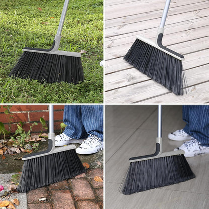 KeFanta 4 Packs Outdoor Broom Heavy Duty with 55" Long Handle, Commercial Brooms for Sweeping Indoor Courtyard Restaurant Garage Patio Decks Mall Market Kitchen Office Lobby Shop