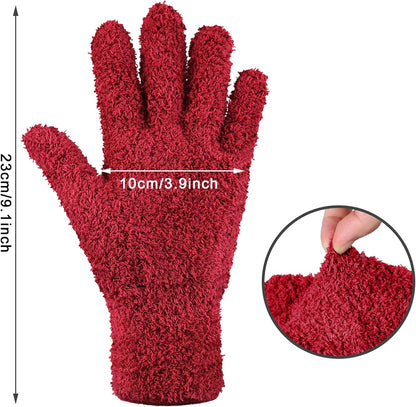 Bencailor 6 Pairs Microfiber Dusting Gloves, Dusting Cleaning Gloves Microfiber Gloves for Plants House Blinds Car Dust Mitt (Vintage Color,Medium)