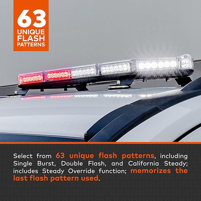 NanoFlare NFMB80 26" 12V 80W Blue RED LED Strobe Mini Lightbar [SAE Class 1] [Magnet/Permanent Mount] Rooftop Rotating Safety Flashing Emergency Police Light Bar for Truck Vehicles