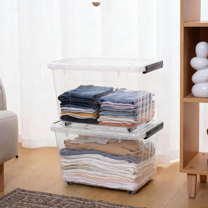 Citylife 54 QT Clear Plastic Storage Bins with Lids Stackable and Nestable Storage Boxes with Lids Large Plastic Storage Containers for Garage, Closet, Kitchen, 4 Packs