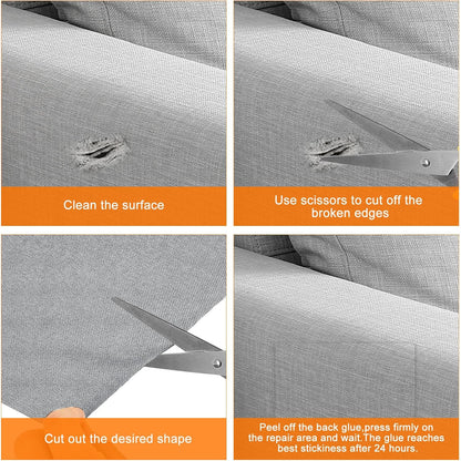 Repair Patches Repair Tape Self-Adhesive DIY Repair Patch Linen Gear Patch for Sofa, Furniture, Chair, Clothing,Tents,17x158 Inch,Dark Grey