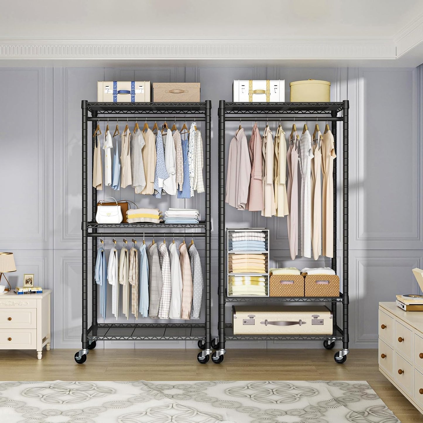 FUTASSI Heavy-Duty Portable Closet, 30"W x 14"D x 76"H, Black, Carbon Steel