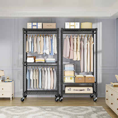 FUTASSI Heavy-Duty Portable Closet, 30"W x 14"D x 76"H, Black, Carbon Steel