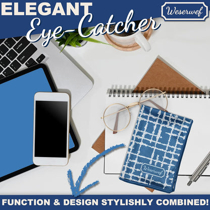 WESERWEF Design Microfiber Glasses Cleaning Cloth – Premium Cleaning Cloth for Eyeglasses, Screens, Tablets, Cameras & Lenses, 12" x 12", Ultra-Soft & Scratch-Free (Blue)