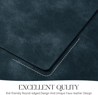 MOSAYT Vinyl Placemats Set of 4-12 X 17 Inch - Faux Leather 100% Waterproof Oil-Proof Wipeable PU Place Mats, Heat Resistant Reversible Table Mats for Kitchen, Dining, Outdoor (Navy Blue)