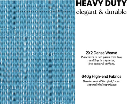 LEXMORE Placemats Set of 12 Vinyl/Plastic Woven Place Mats for Kitchen Table Indoor/Outdoor Washable Placemat Wipeable Dining Table Mats(Teal Blue)