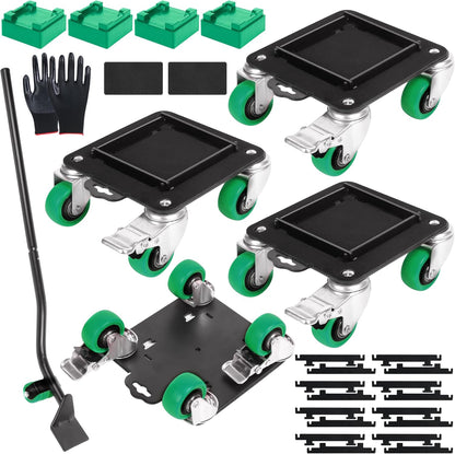 Furniture Movers with 4 Wheels,Heavy Duty Furniture Lift Mover Tool Set with 2000 lbs Load Capacity, Easy Sliders Dolly with Removable Side Guards&Brake, for Moving Appliance,Sofa etc