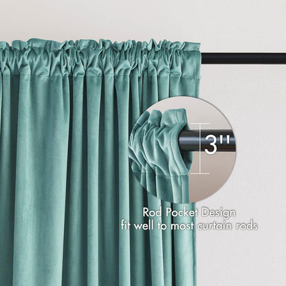 MIULEE Teal Velvet Curtains Thermal Insulated Blackout Curtain Drapes for Bedroom Living Room Darkening 84 Inches Long Curtains Panels Rod Pocket Set of 2