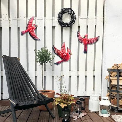 J-Fly Metal Red Bird Wall Decoration Bird Wall Hanging Decor Outdoor Metal Wall Art Cardinal Outdoor Decor Suitable For Living Room Bedroom Patio Kitchen Outdoor Fence Decoration 9 Inch