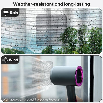 28 Sheets Window Screen Patches Repair Kit, Black 3 Sizes Window Screen Repair Kit for Mesh Screen Door, Strong Adhesive Fiberglass Quick Screen Repair Tape