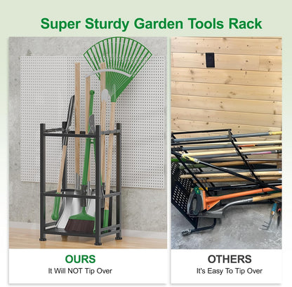 Dirza Garden Tool Organizer,Yard Tool Organizer for Garage Organization and Storage,Garden Tool Rack with 9 Loops for Garage, Shed, Outdoor,Easy Take Out and Storage,Will NOT tip over