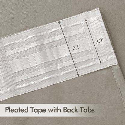 MIULEE Stone Back Tab Blackout Curtains 63 Inch Length 2 Panels Set for Living Room Bedroom Privacy, Rod Pocket/Pinch Pleat Thermal Insulated Room Darkening Pleated Light Blocking Drapes