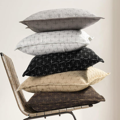 ZWJD Pillow Covers 18x18 Set of 2 Soft Polyester Textured Pillow Covers with Stylish Flange Edge Cozy Farmhouse Throw Pillows for Couch Bed Sofa Living Room