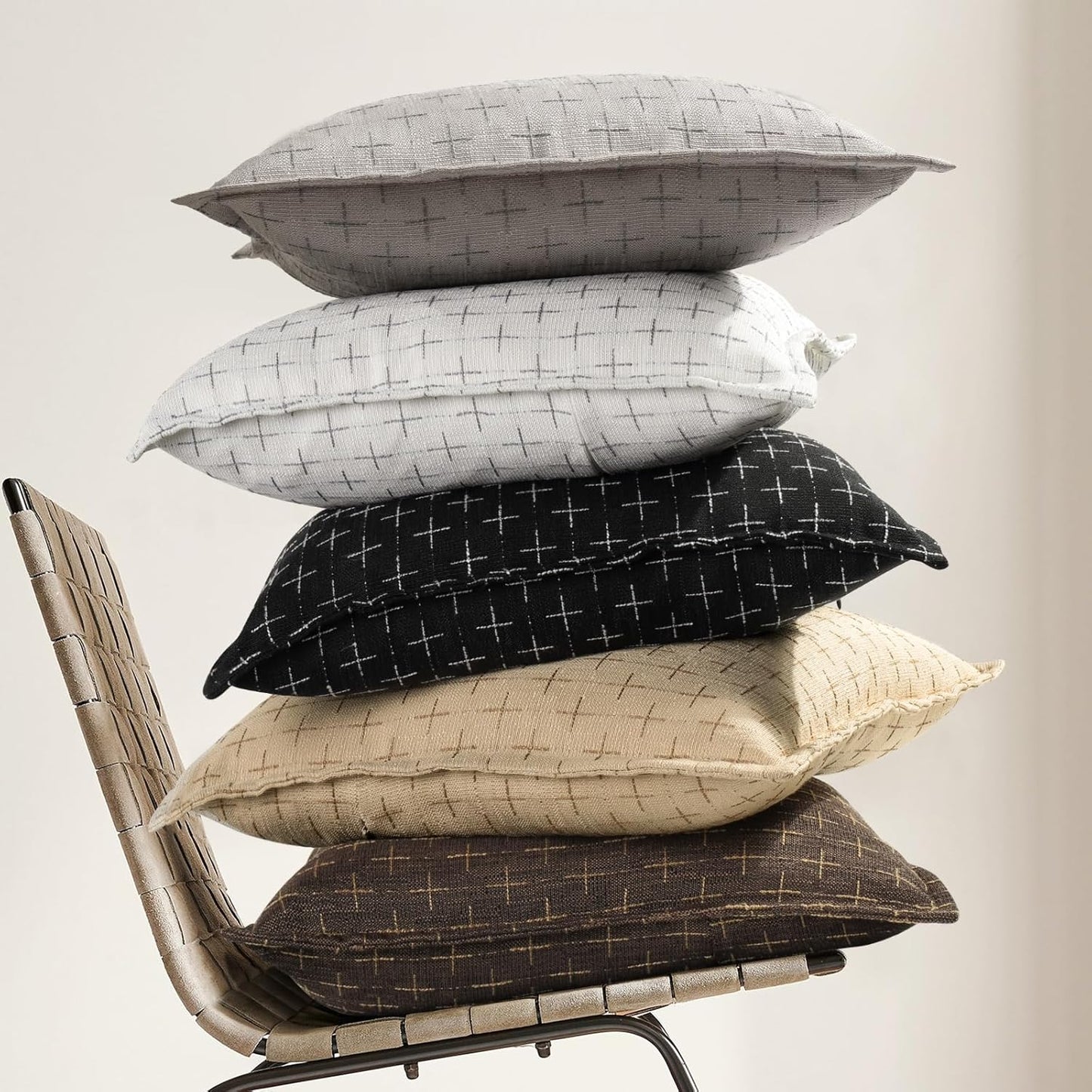 Pillow Covers 26x26 Set of 2 Soft Polyester Textured Pillow Covers with Stylish Flange Edge Cozy Farmhouse Throw Pillows for Couch Bed Sofa Living Room