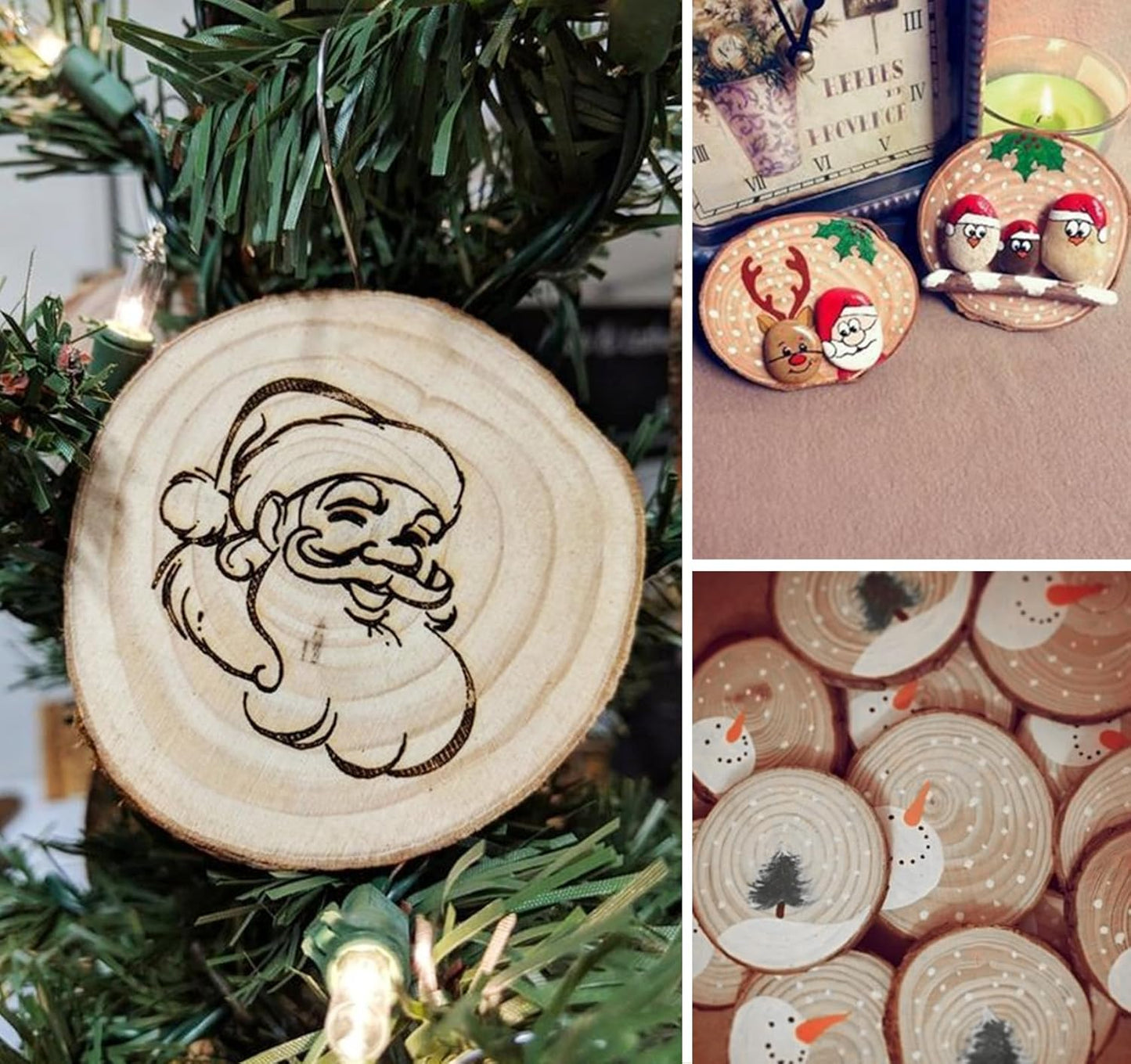 20 Pcs Wooden Discs for Crafts，3.9''-4.3'' Wood Circles for Crafts, Wood Slices for Painting DIY Christmas Ornaments Party Wall Home Wedding Decor