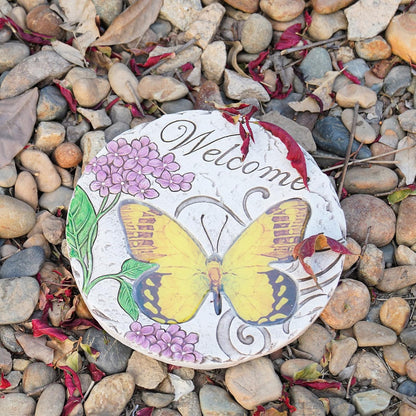Garden Décor Stepping Stones Outdoor - Resin Butterfly Decorative Stone Bright Color Memories Pavers Outdoor for Garden Yard 9.5 * 9.5 * 0.5 Inch LC Lcdecohome