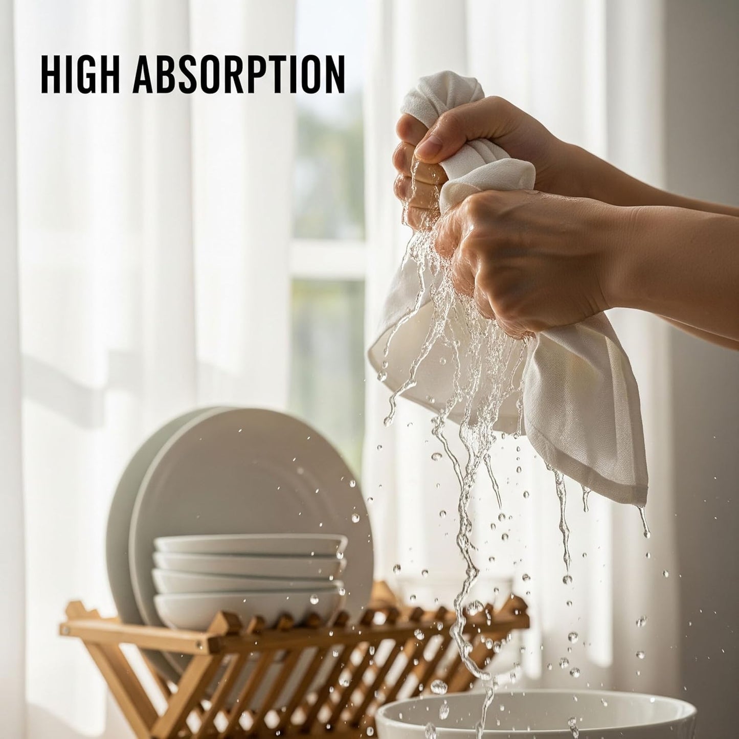 WHITEWRAP Flour Sack Towels 100% Cotton Dish Towel Reusable Baking Cloth for Bread Dough, Baguettes, Ciabatta, Machine Washable, Kitchen Towels for Cleaning – Set of 6 (18"x18") - White