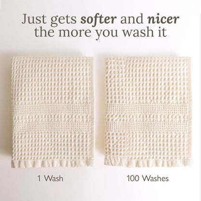 GILDEN TREE Waffle Towel Set Quick Dry Thin | 2 Bath Towels | 2 Hand Towels | 2 Washcloths, Classic Style (White)