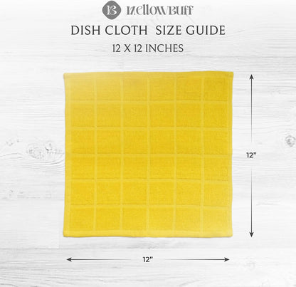 100% Cotton Terry Dish Cloth & Dish Towel, 6 Pack, Super Soft and Absorbent Kitchen Towels, Perfect for Kitchen Cleaning and Dish Washing (Yellow 6 Pack)