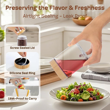 2 pack 10oz Overnight Oats Containers with Bamboo Lids, Glass Jars with Airtight Lids for Meal Prep, Wide Mouth Mason Salad Jars, Glass Food Storage Container for Yogurt Chia Snacks Spice Sugar